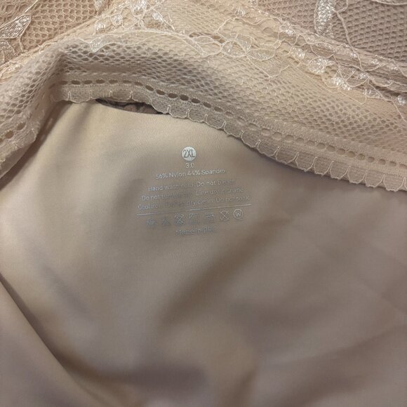 NWT Floral Lace Seamless Bra Womens Sz 2XL Soft Sexy Sheer Intimates Tan Beige - Picture 3 of 6